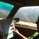 Working on Jr. Ranger books while stopped for road construction.